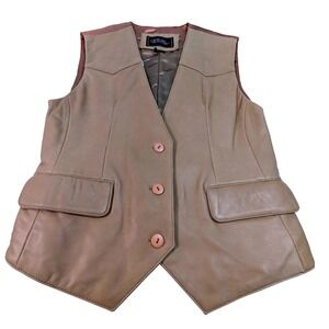 Overland‎ Outfitters Leather Vest Medium Tan Western Boho Waistcoat